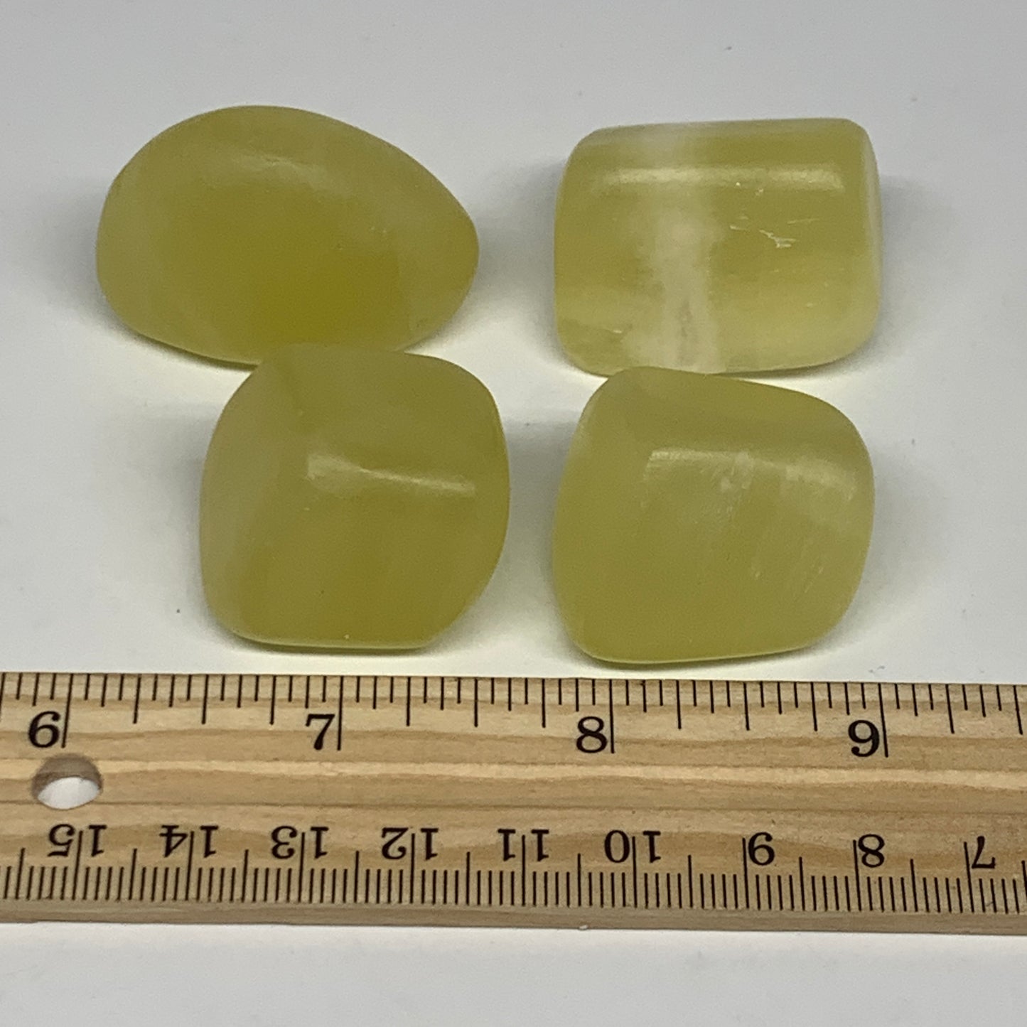 151.2g, 1.1"-1.6", 4pcs, Natural Lemon Calcite Tumbled Stones @Afghanistan, B268