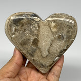 249.5g,3.6"x4"x0.9" Natural Chocolate Gray Onyx Heart Polished @Morocco,B18776