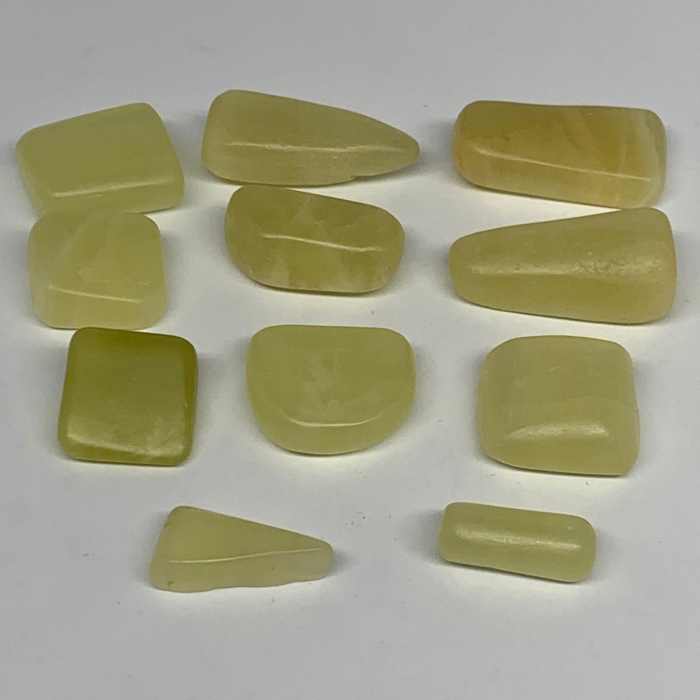 169.7g, 0.9"-1.7", 11pcs, Natural Lemon Calcite Tumbled Stones @Afghanistan, B26