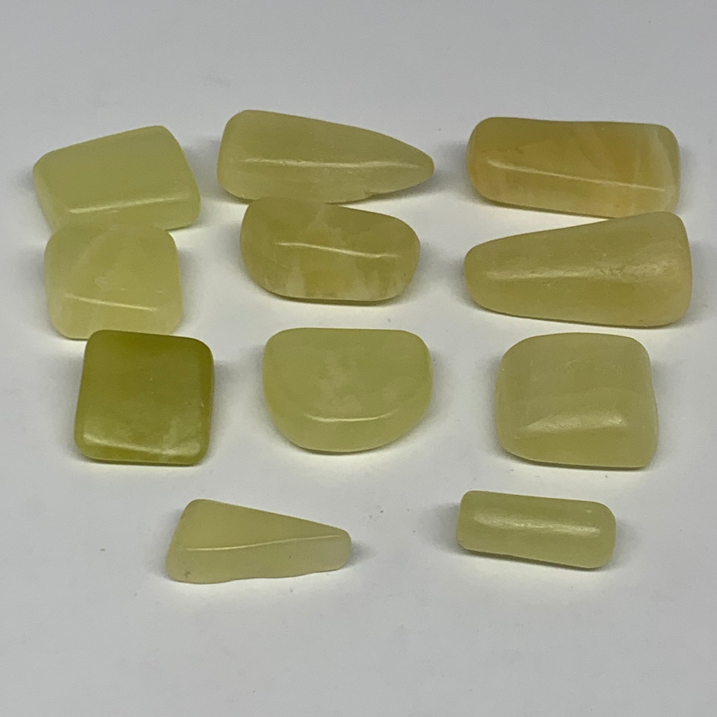 169.7g, 0.9"-1.7", 11pcs, Natural Lemon Calcite Tumbled Stones @Afghanistan, B26