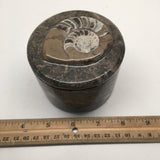 576g Round Shape Fossils Ammonite Brown Medium Jewelry Box @Morocco,MF593 - watangem.com