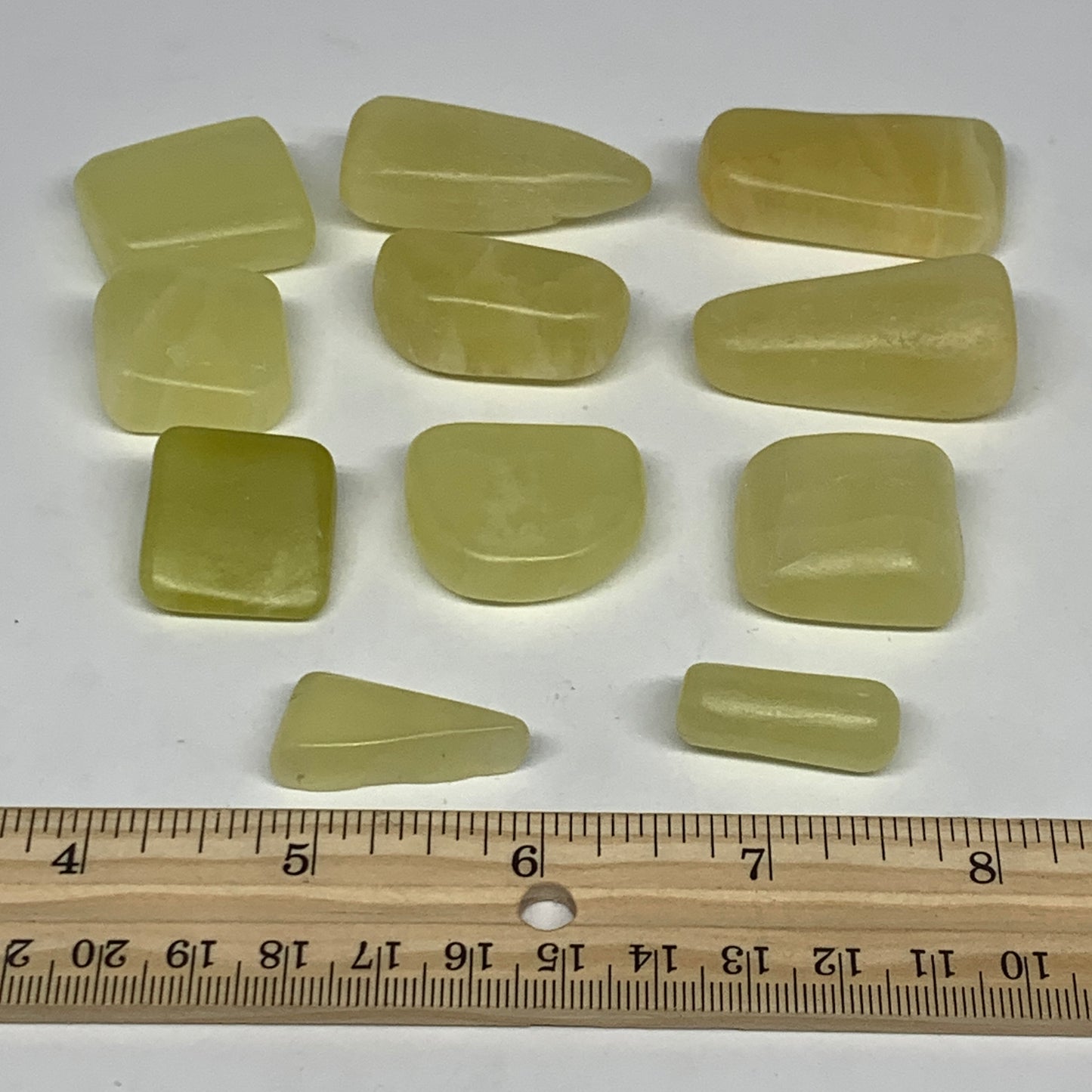169.7g, 0.9"-1.7", 11pcs, Natural Lemon Calcite Tumbled Stones @Afghanistan, B26