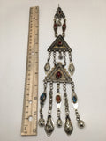 1pc Old Afghan Turkmen Tribal ATS Tassel Pendant Gold-Gilded German Silver,TN98 - watangem.com