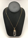 82 cts Natural Quartz Crystal Gold Plated Crystal Pendant Free 18" Chain,D86