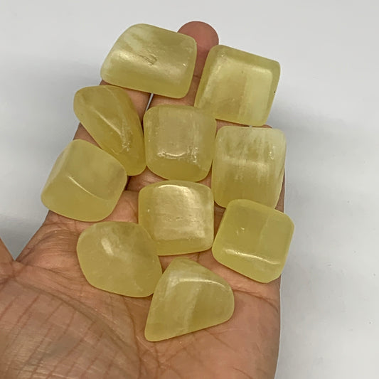 161.6g, 0.9"-1.3", 10pcs, Natural Lemon Calcite Tumbled Stones @Afghanistan, B26