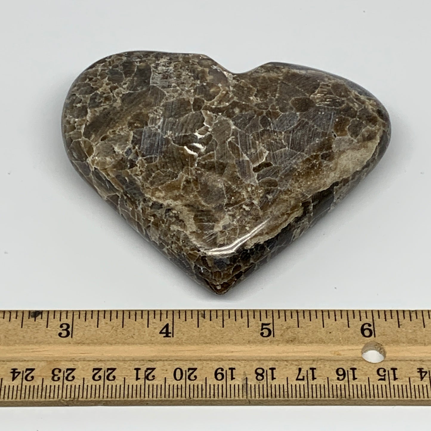 191.3g,3"x3.6"x0.9" Natural Chocolate Gray Onyx Heart Polished @Morocco,B18778