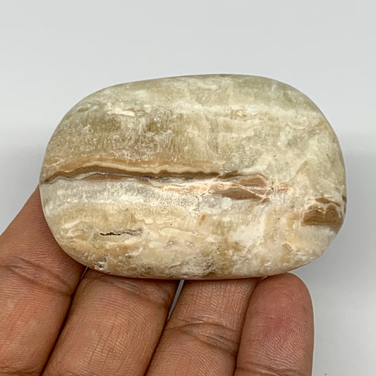 83.7g, 2.4"x1.6"x0.8" Natural Calcite Palm-Stone Reiki @Afghanistan, B14863