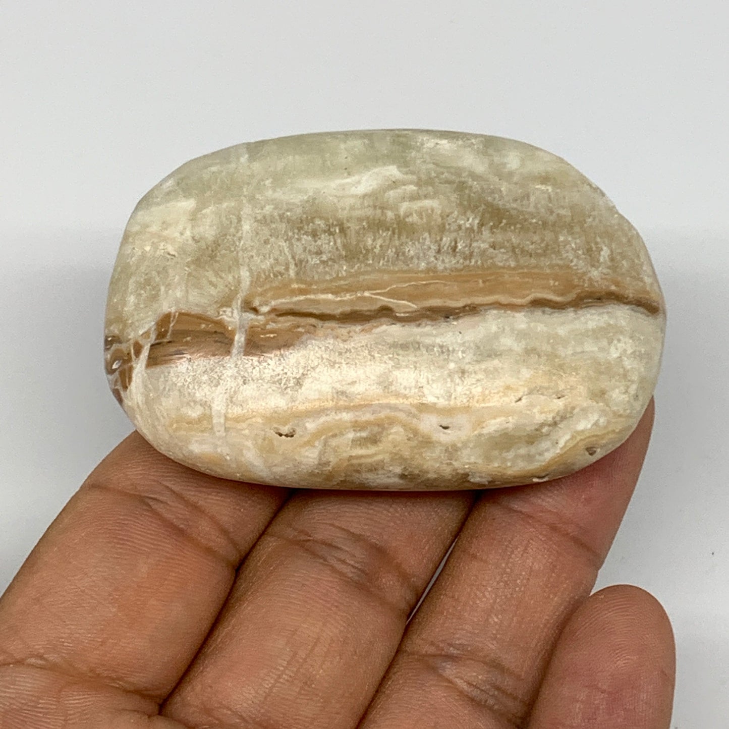 83.7g, 2.4"x1.6"x0.8" Natural Calcite Palm-Stone Reiki @Afghanistan, B14863