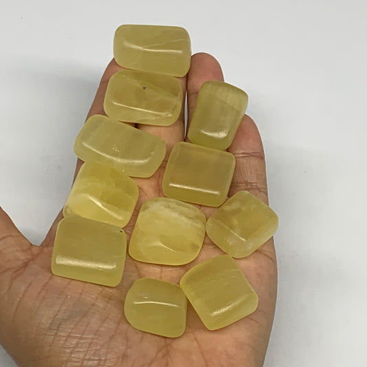 158.7g, 0.9"-1.2", 11pcs, Natural Lemon Calcite Tumbled Stones @Afghanistan, B26