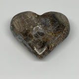 191.6g,2.8"x3.2"x1.1" Natural Chocolate Gray Onyx Heart Polished @Morocco,B18780