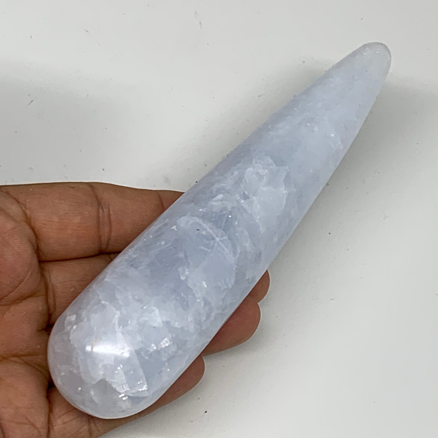 219g,5.7"x1.3" Natural Blue Calcite Wand Stick, Home Decor, Collectible, B6194