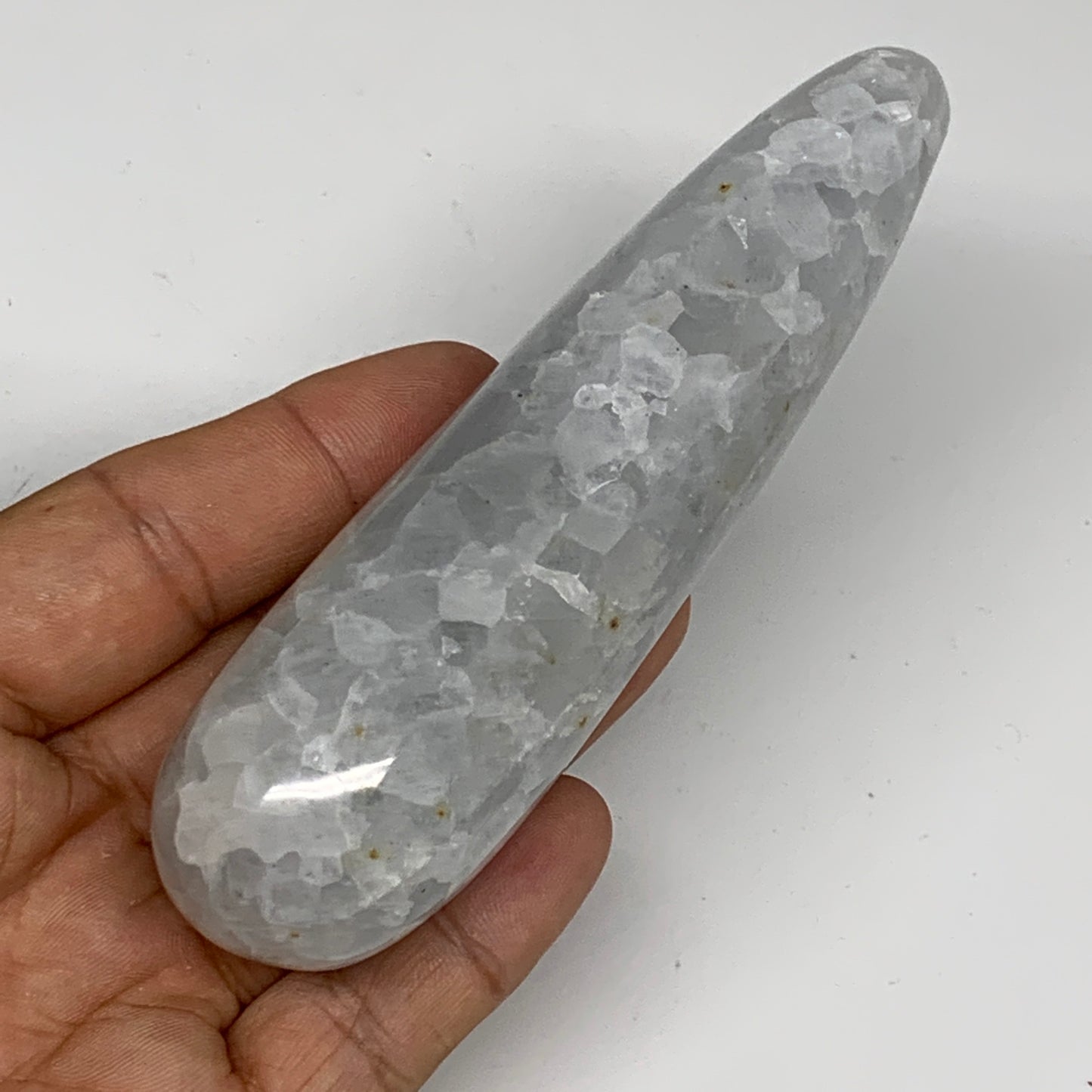 170.4g,4.6"x1.2" Natural Blue Calcite Wand Stick, Home Decor, Collectible, B6195