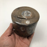 586g Round Shape Fossils Ammonite Brown Medium Jewelry Box @Morocco,MF603 - watangem.com