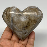 213.5g,3"x3.5"x1.2" Natural Chocolate Gray Onyx Heart Polished @Morocco,B18784