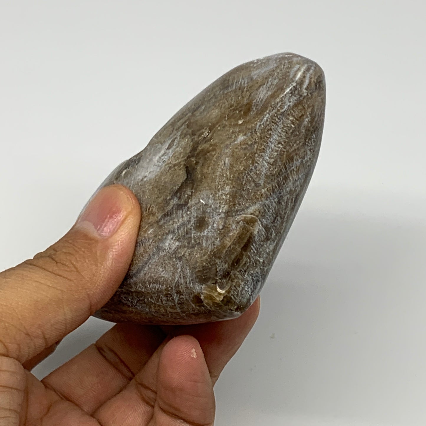 213.5g,3"x3.5"x1.2" Natural Chocolate Gray Onyx Heart Polished @Morocco,B18784