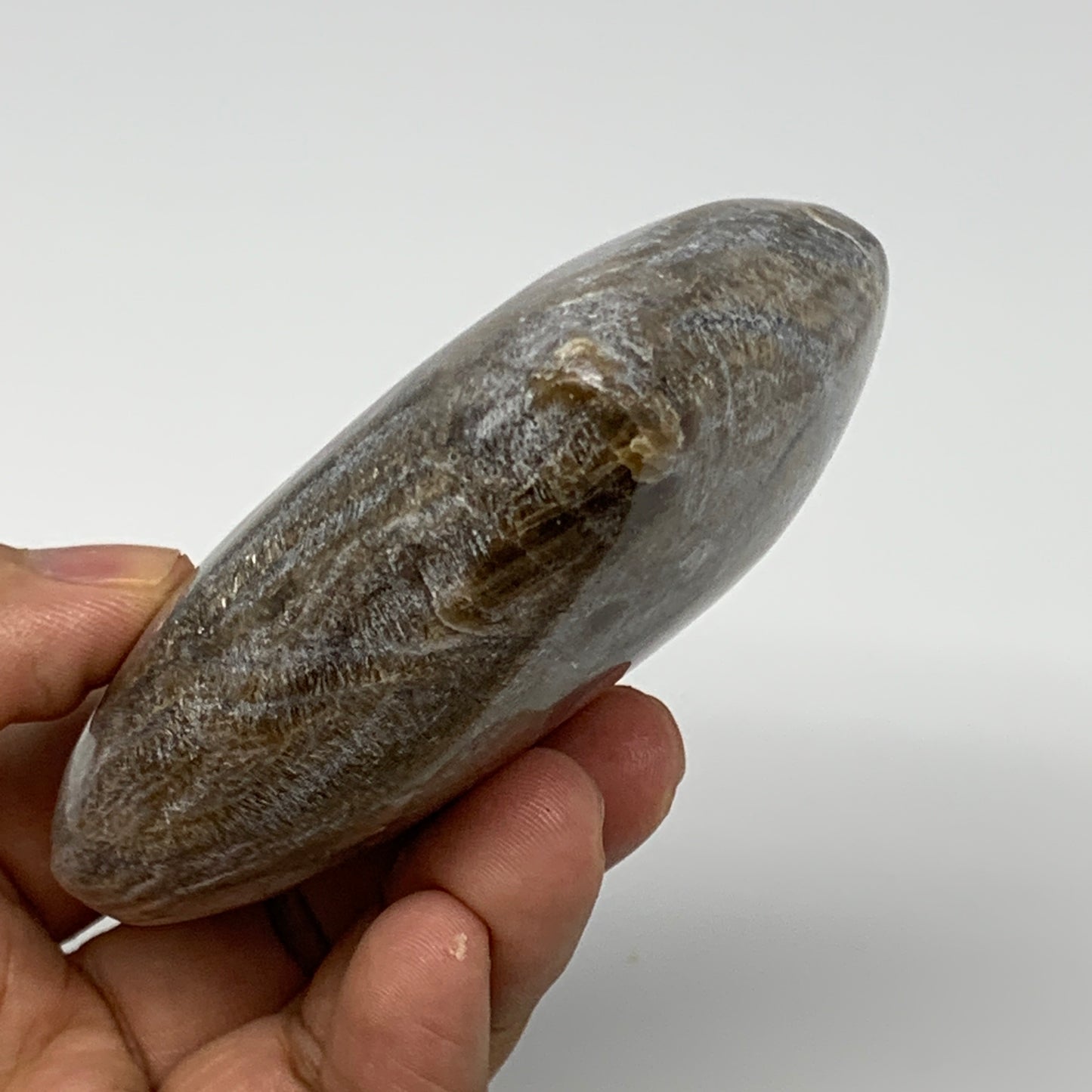 213.5g,3"x3.5"x1.2" Natural Chocolate Gray Onyx Heart Polished @Morocco,B18784