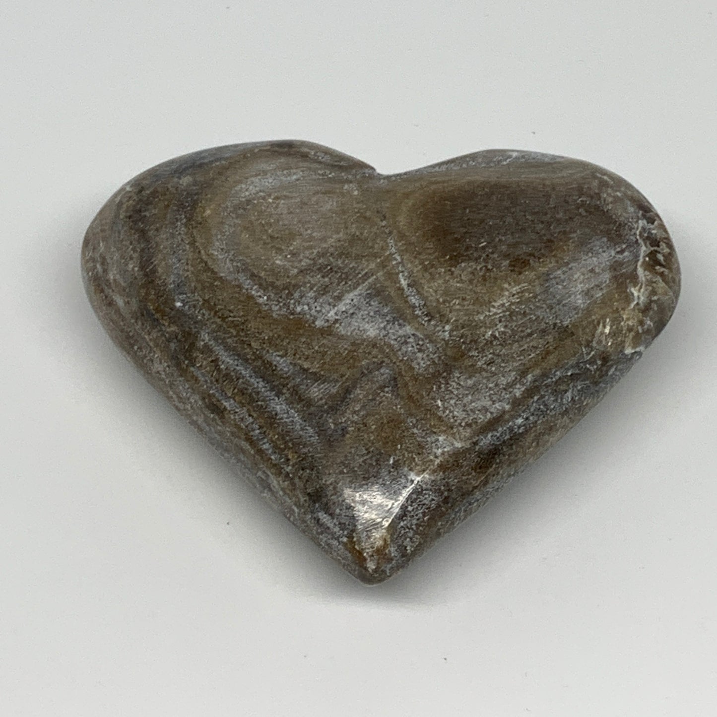 213.5g,3"x3.5"x1.2" Natural Chocolate Gray Onyx Heart Polished @Morocco,B18784