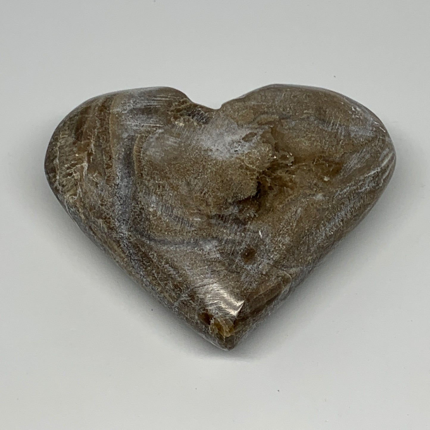 213.5g,3"x3.5"x1.2" Natural Chocolate Gray Onyx Heart Polished @Morocco,B18784