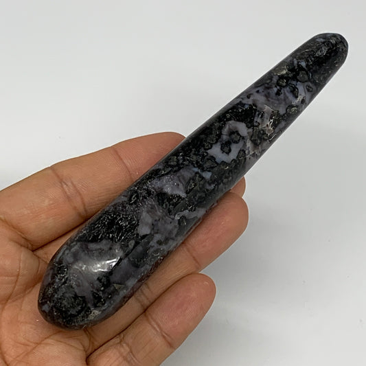 124.9g,5.1"x1" Indigo Gabro Merlinite Stick, Wand,Home Decor,Collectible,B18022