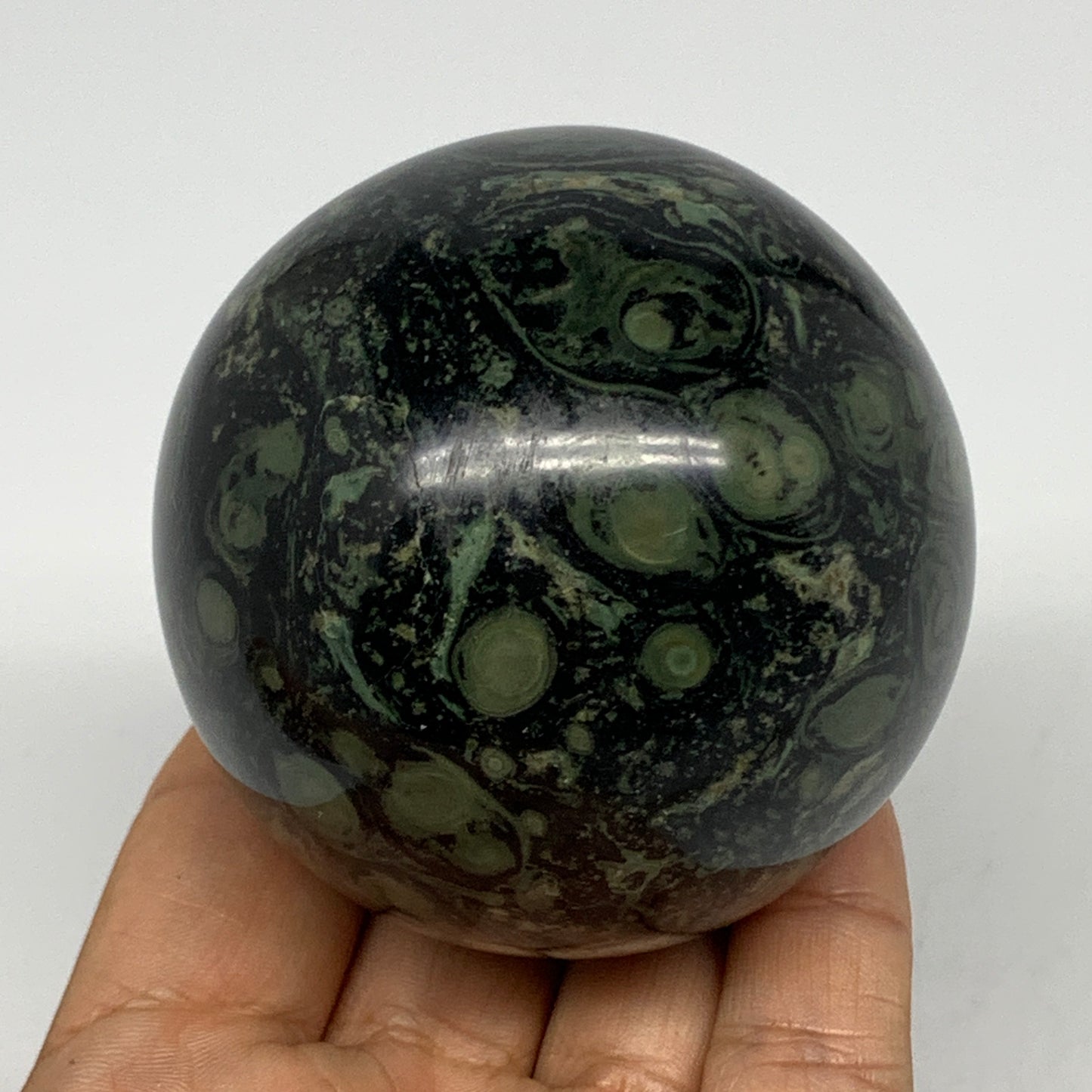 404.4g, 2.6"(66mm), Crocodile Kambaba Jasper Sphere Ball Reiki @Madagascar,B1568