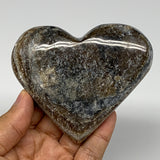 200.4g,3.1"x3.7"x0.9" Natural Chocolate Gray Onyx Heart Polished @Morocco,B18789