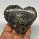212.4g,3.2"x3.5"x1" Natural Chocolate Gray Onyx Heart Polished @Morocco,B18790