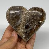213.7g,3.1"x3.4"x1.1" Natural Chocolate Gray Onyx Heart Polished @Morocco,B18792