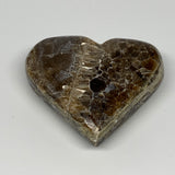 213.7g,3.1"x3.4"x1.1" Natural Chocolate Gray Onyx Heart Polished @Morocco,B18792