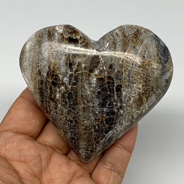201.4g,3.1"x3.2"x1.1" Natural Chocolate Gray Onyx Heart Polished @Morocco,B18793