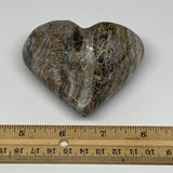 201.4g,3.1"x3.2"x1.1" Natural Chocolate Gray Onyx Heart Polished @Morocco,B18793