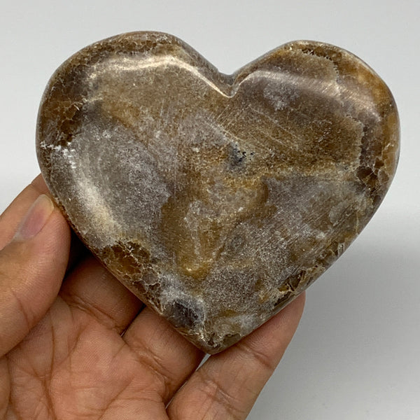 167.8g,2.9"x3.3"x0.8" Natural Chocolate Gray Onyx Heart Polished @Morocco,B18795