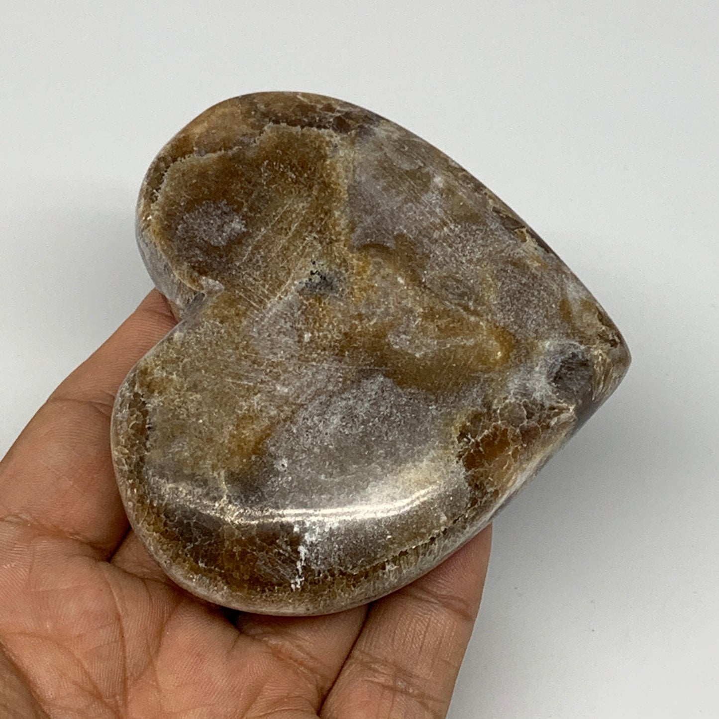 167.8g,2.9"x3.3"x0.8" Natural Chocolate Gray Onyx Heart Polished @Morocco,B18795