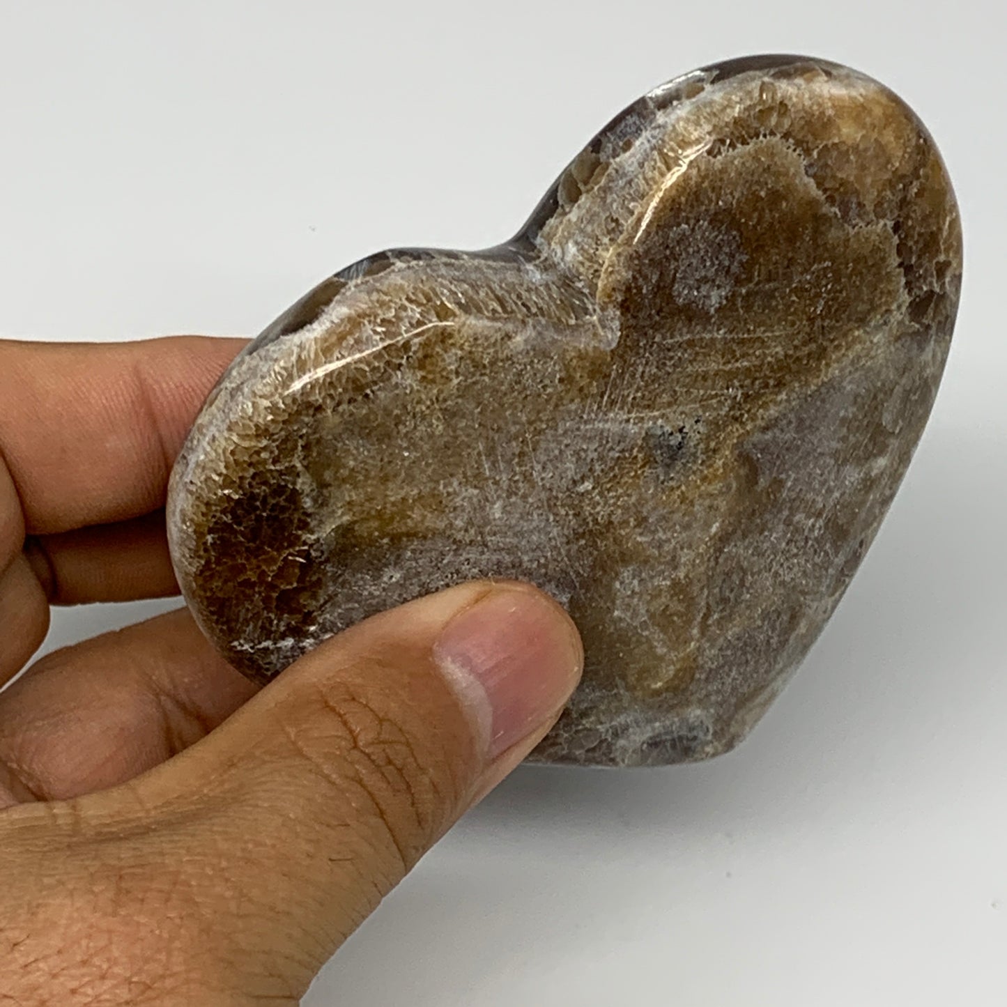 167.8g,2.9"x3.3"x0.8" Natural Chocolate Gray Onyx Heart Polished @Morocco,B18795