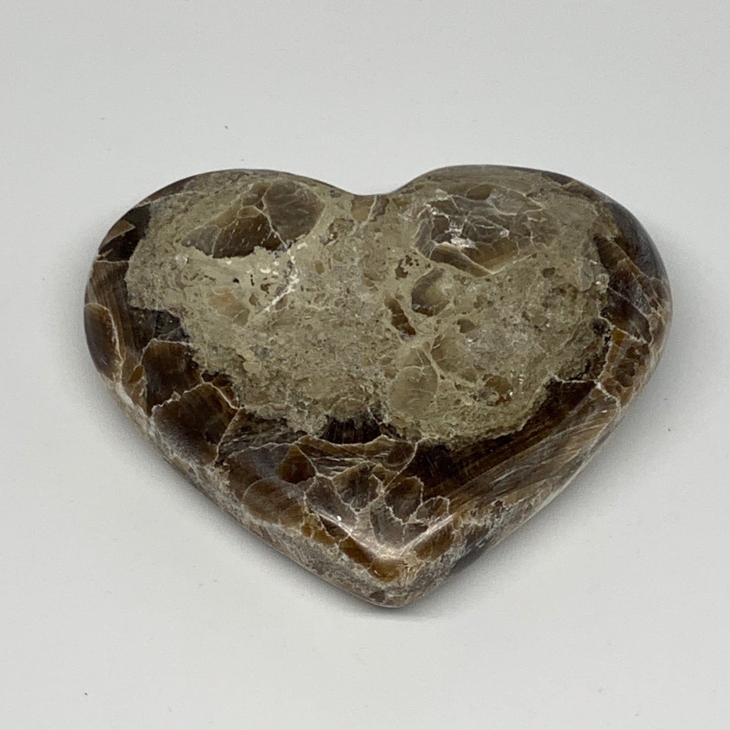 167.8g,2.9"x3.3"x0.8" Natural Chocolate Gray Onyx Heart Polished @Morocco,B18795