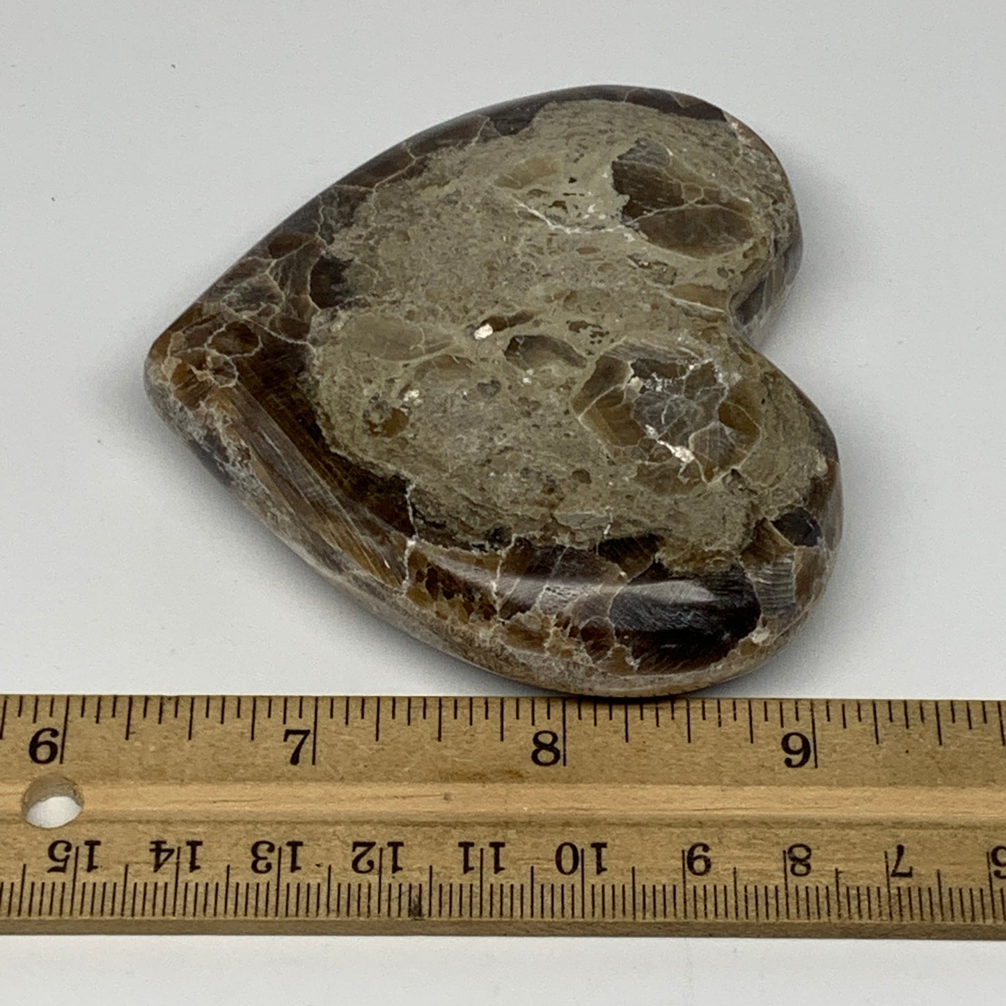 167.8g,2.9"x3.3"x0.8" Natural Chocolate Gray Onyx Heart Polished @Morocco,B18795