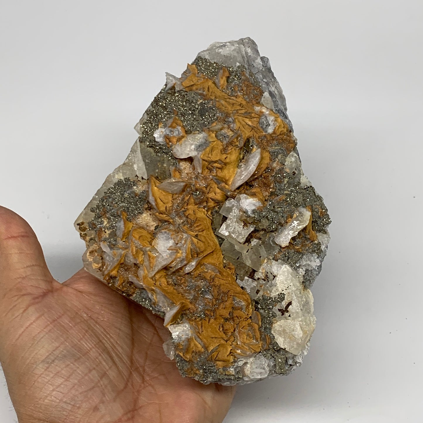 914g, 6"x4"x2", UV Reactive Chalcopyrite Cluster On Fluorite Mineral Specimen,B1