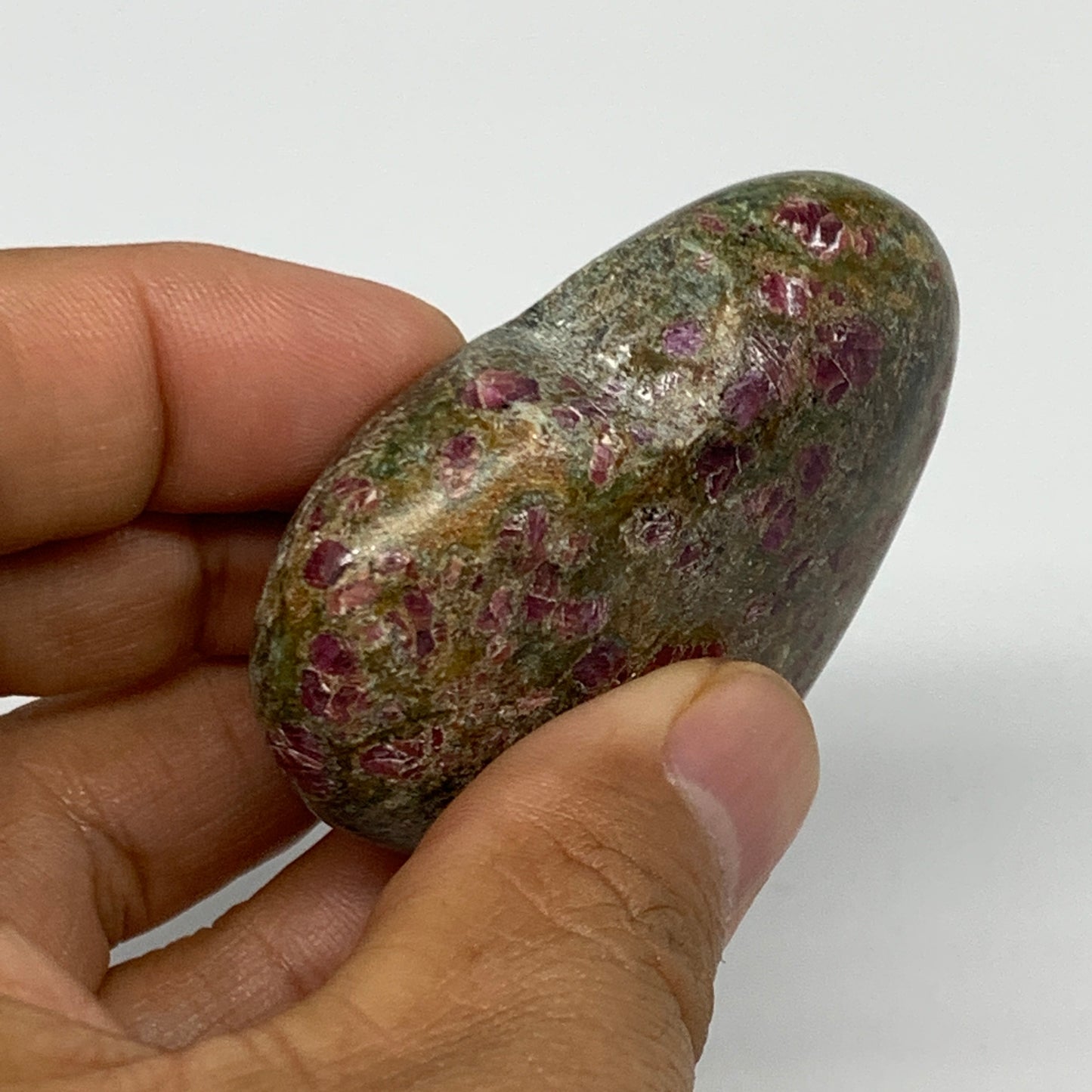 88.9g, 1.9"x2.2"x0.8", Ruby Kyanite Heart Small Polished Healing Crystal, B22065