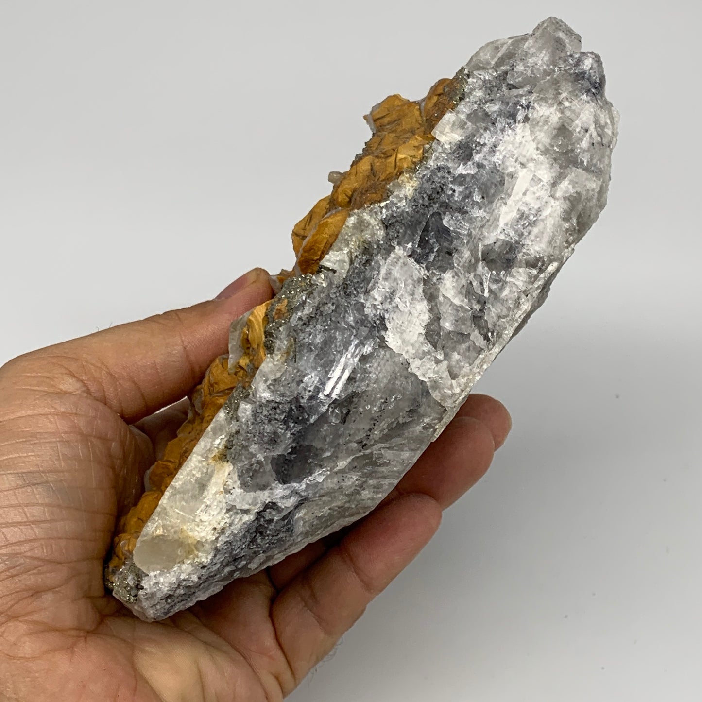 914g, 6"x4"x2", UV Reactive Chalcopyrite Cluster On Fluorite Mineral Specimen,B1