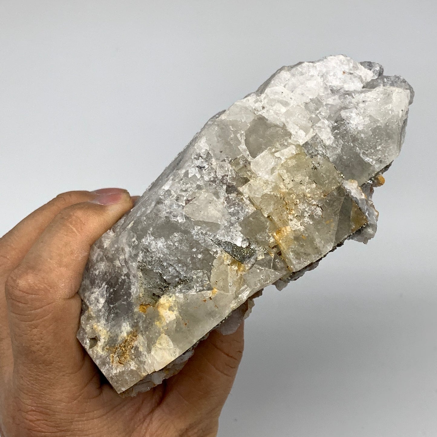 914g, 6"x4"x2", UV Reactive Chalcopyrite Cluster On Fluorite Mineral Specimen,B1