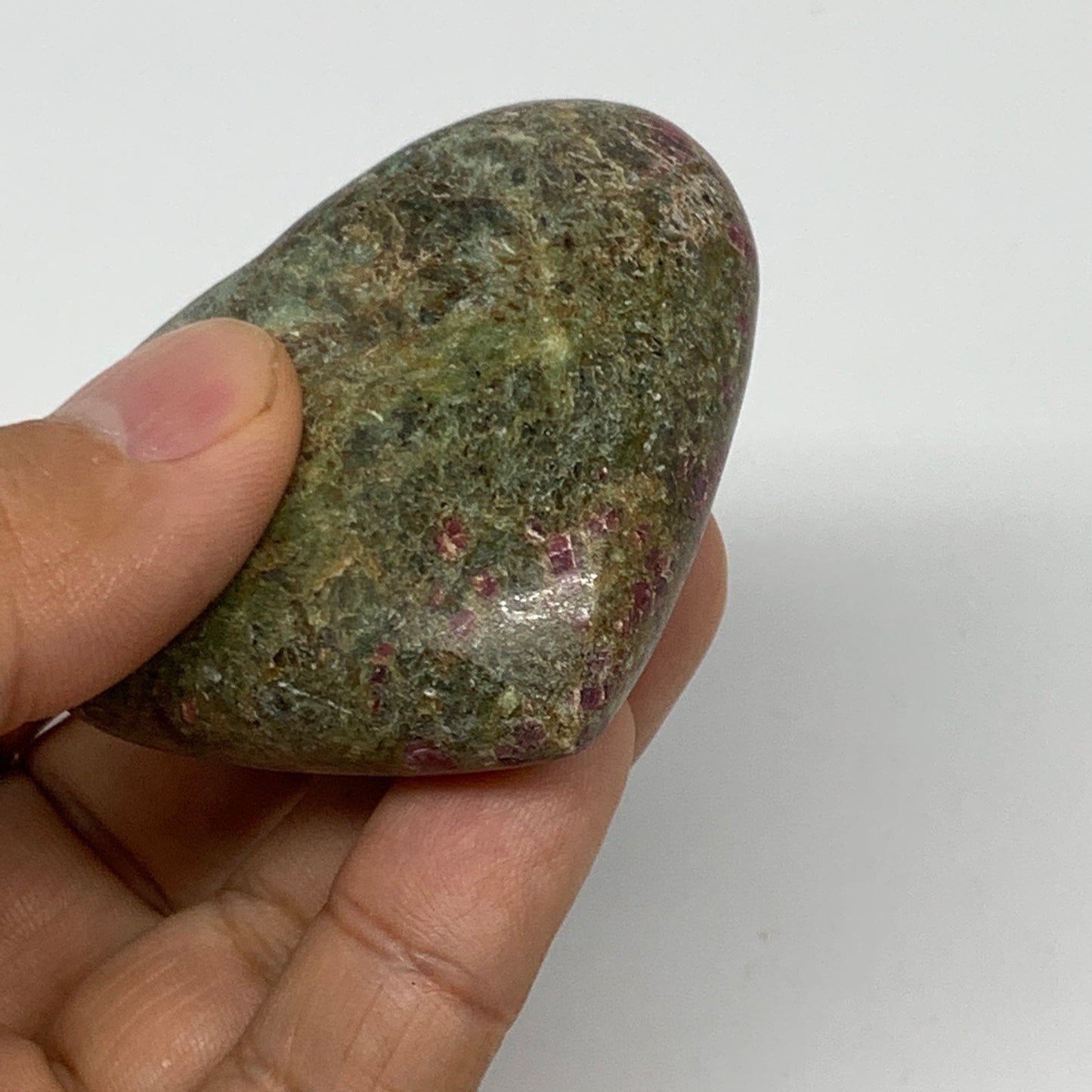 88.9g, 1.9"x2.2"x0.8", Ruby Kyanite Heart Small Polished Healing Crystal, B22065