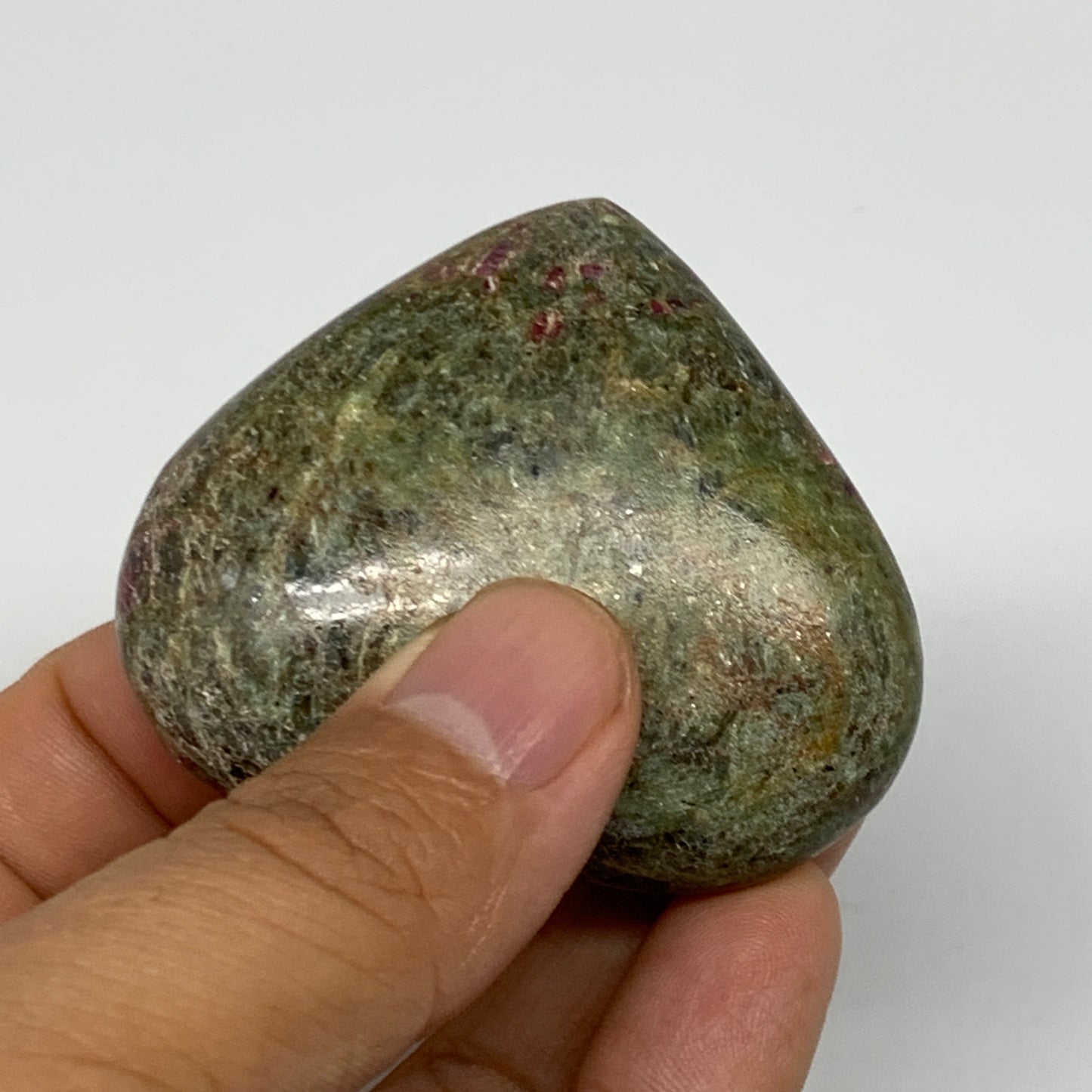 88.9g, 1.9"x2.2"x0.8", Ruby Kyanite Heart Small Polished Healing Crystal, B22065