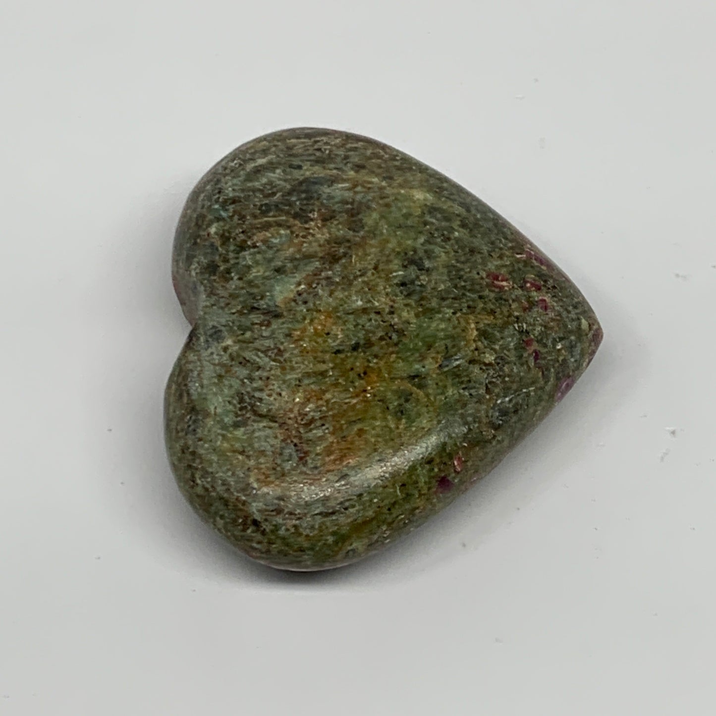88.9g, 1.9"x2.2"x0.8", Ruby Kyanite Heart Small Polished Healing Crystal, B22065