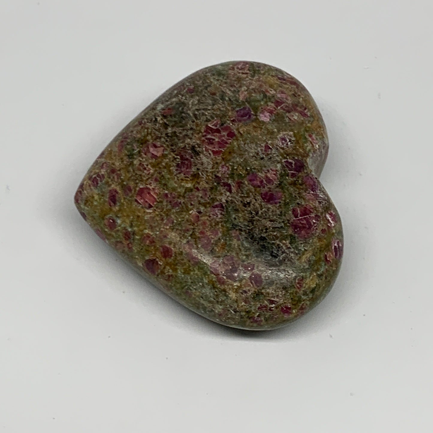 88.9g, 1.9"x2.2"x0.8", Ruby Kyanite Heart Small Polished Healing Crystal, B22065