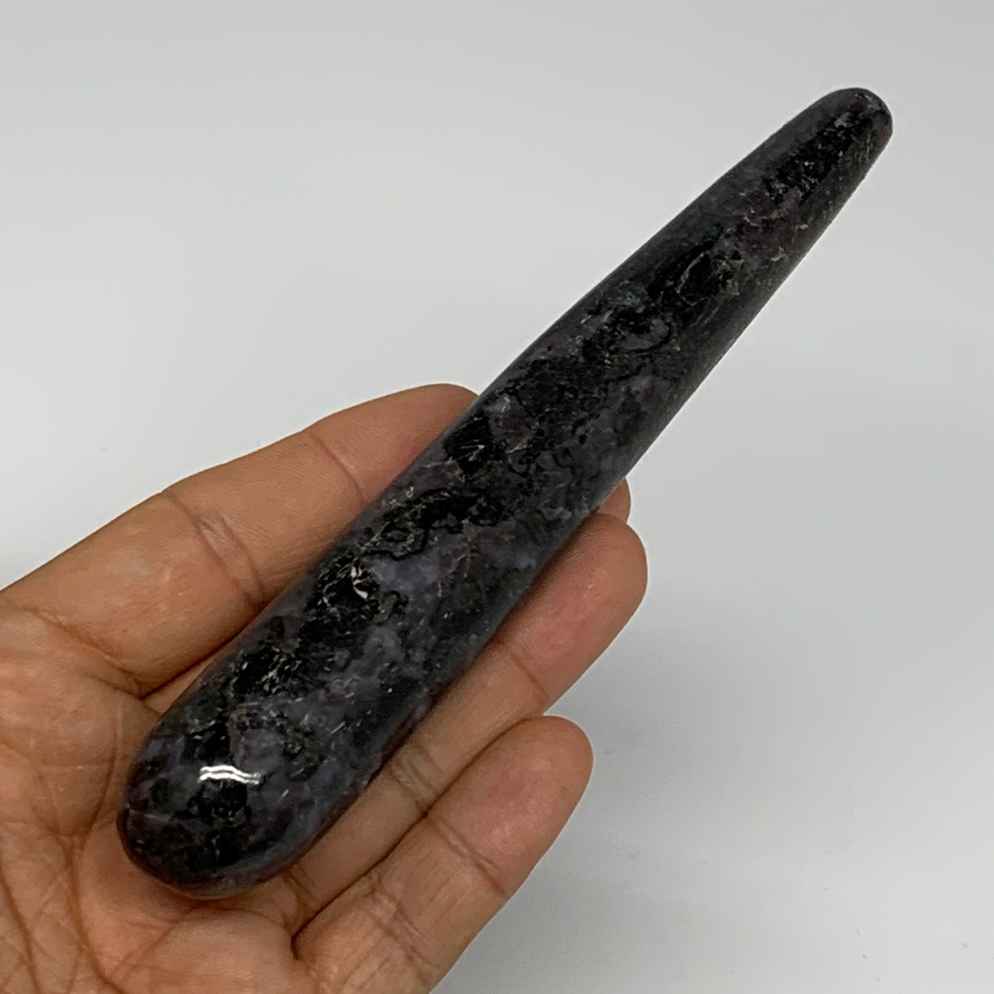 135.6g,5.7"x1" Indigo Gabro Merlinite Stick, Wand,Home Decor,Collectible,B18036
