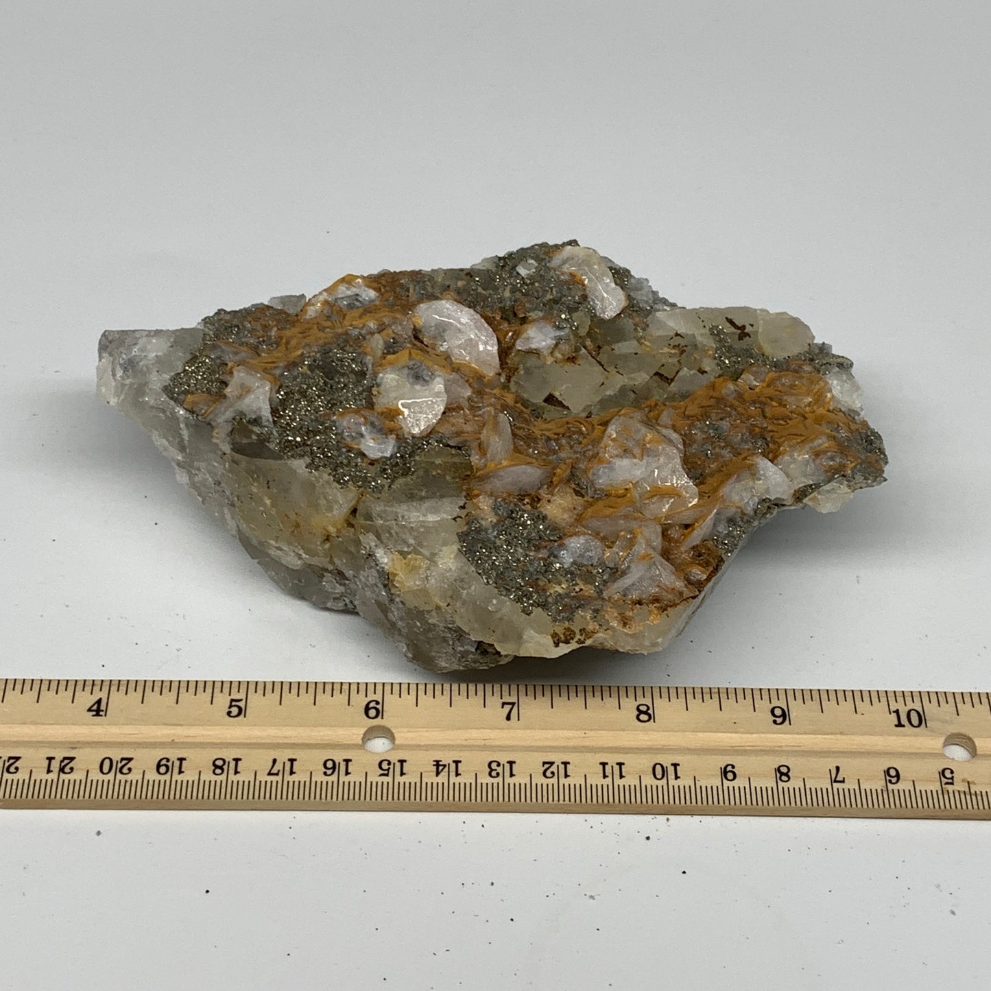 914g, 6"x4"x2", UV Reactive Chalcopyrite Cluster On Fluorite Mineral Specimen,B1