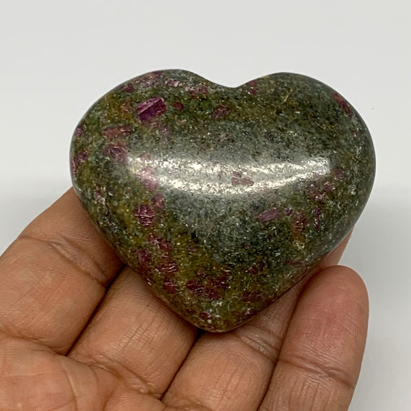 106.3g, 1.9"x2.2"x0.9", Ruby Kyanite Heart Small Polished Healing Crystal,B22066