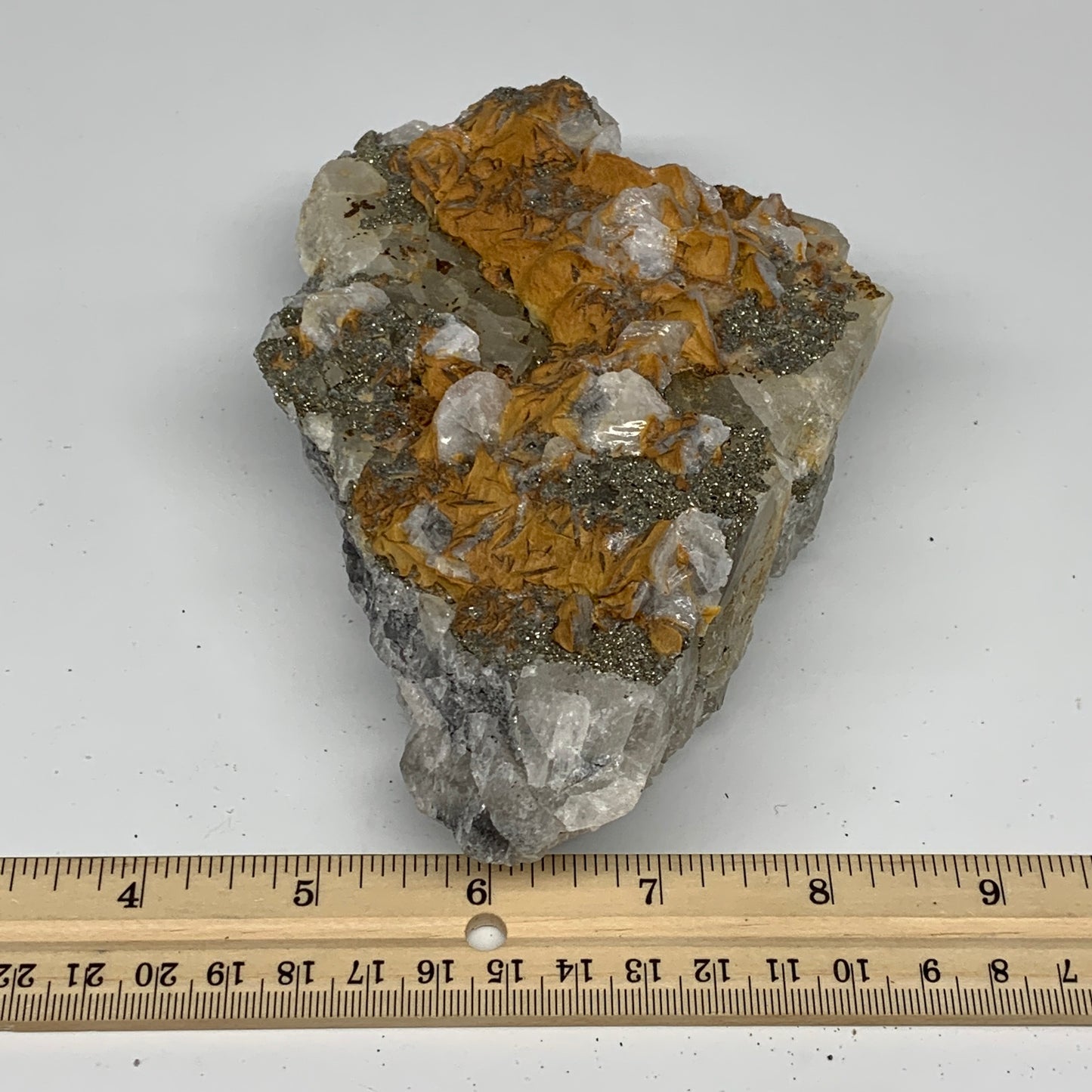 914g, 6"x4"x2", UV Reactive Chalcopyrite Cluster On Fluorite Mineral Specimen,B1