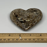 183.5g,2.8"x3.4"x0.9" Natural Chocolate Gray Onyx Heart Polished @Morocco,B18799