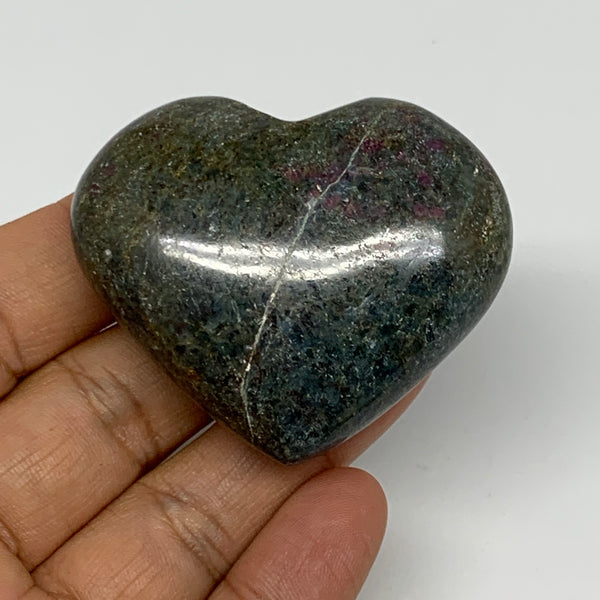 99.6g, 1.8"x2.1"x0.9", Ruby Kyanite Heart Small Polished Healing Crystal, B22067