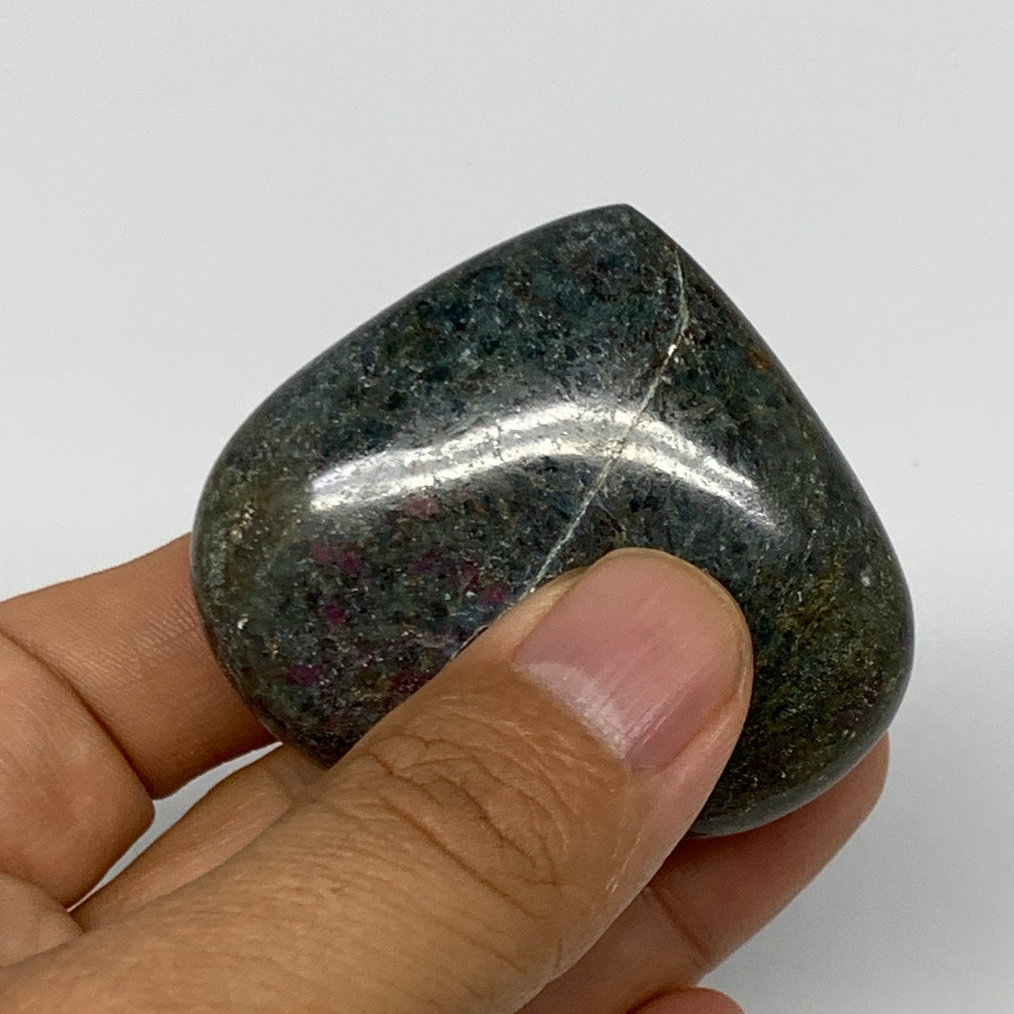 99.6g, 1.8"x2.1"x0.9", Ruby Kyanite Heart Small Polished Healing Crystal, B22067